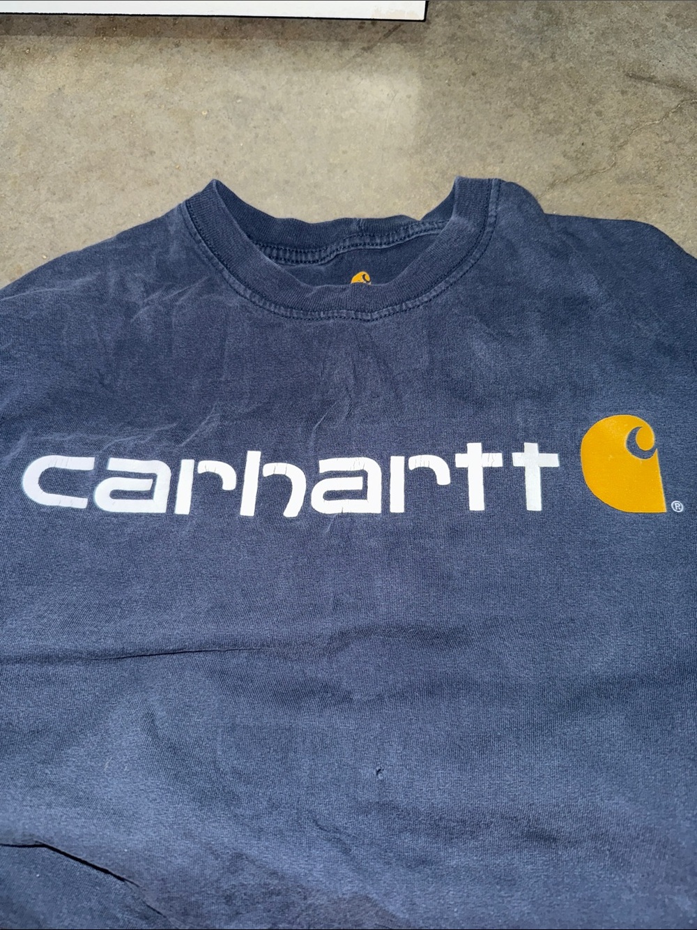 Carhartt Navy Blue Crewneck with Yellow Logo